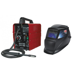 Sealey MIGHTYMIG100 Professional No-Gas MIG Welder 100Amp 230V + S01000 Welding Helmet