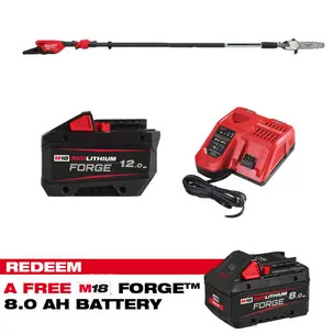 Milwaukee M18FTPS30-0 18v 30cm Telescopic Pole Saw Kit - 12.0ah Forge Battery & Charger (CLAIM FREE 8.0AH FORGE BATTERY VIA MILWAUKEE REDEMPTION)