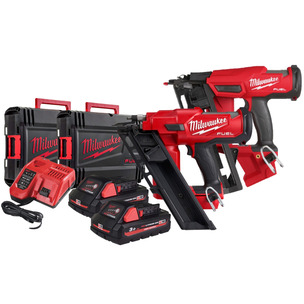 Milwaukee 16G & First Fix Fuel Twin Nailer Kit - M18FN16GA & M18FFN, 2 x M18HB3 Batteries, Charger & Two Cases