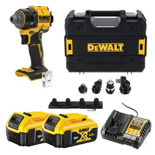 Dewalt DCD803P2 18v XR Brushless Multi Head Drill Driver Naked in Case - DCD803NT, 2 x 5.0ah Battery & Charger