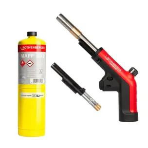 Rothenberger 1500004973 Superfire PRO SERIES Blow Torch with Cyclone Burner & Cool Tip Burner With 35536 MAPP Disposable Gas Cylinder 