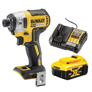 DeWalt DCF887N 18V XR Brushless Impact Driver (Body Only) & DCB184 5.0Ah Battery & DCB1104 Charger