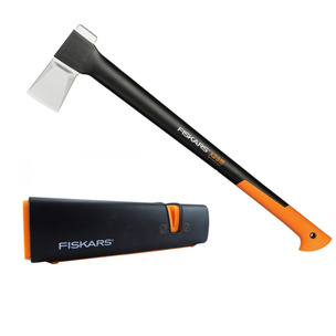 Fiskars 122483 XL X25 Splitting Axe 2.43kg & XSharp Axe and Knife Sharpener 120740