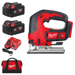 Milwaukee M18BJS-502B Compact Jigsaw Kit (2 x 5.0AH Batteries, Charger and Bag)