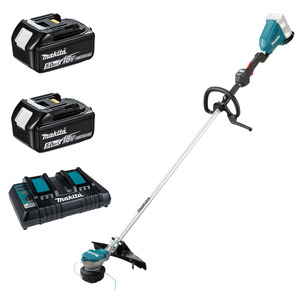 Makita DUR368LPT2 Twin 18v LXT Brushless Loop Handle Line Trimmer Kit - 2 x 5.0ah Batteries & Charger