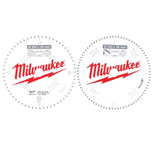 Milwaukee 4932479576 CSB 254mm x 30mm Circular Saw Blades for Mitre Saws Twin Pack - 60T & 80T