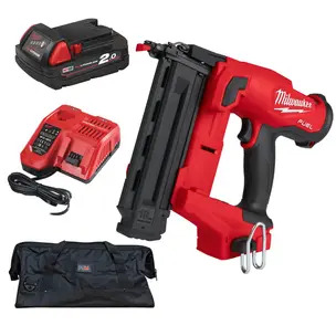 Milwaukee M18FN18GS-201 18v M18 Fuel 18G Finish Nailer Kit - 2.0ah Battery, Charger & PTM Bag