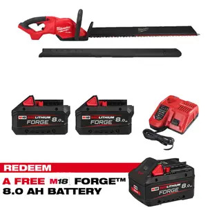 Milwaukee M18FHET60G2-0 18v 60cm Hedge Trimmer Kit - 2 x 8.0ah Forge Batteries & Charger (CLAIM FREE 8.0AH FORGE BATTERY VIA MILWAUKEE REDEMPTION)