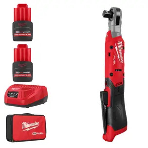 Milwaukee M12FIR12G2-252B 12v Cordless Brushless 1/2" Impact Ratchet Kit - 2 x 2.5ah Battery, Charger & Bag
