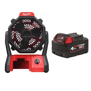 Milwaukee M18AF-0 18V Area Air Fan & 4.0Ah 18v RedLithium-Ion Battery