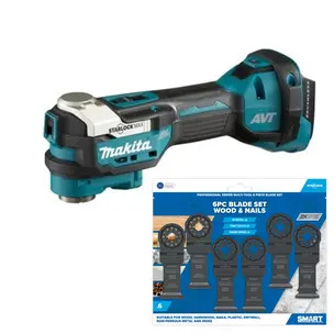 Makita DTM52Z 18V Brushless LXT Multi-Tool & Smart ST6MAK 6 Piece Multi Tool Blade Set