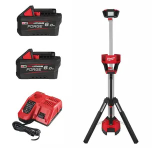 Milwaukee M18HOSALC-602 18v High Output Stand Area Light Charger Kit - 2 x 6.0ah Forge Batteries & Charger
