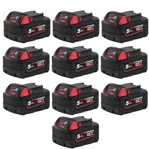Milwaukee M18B5 18V 5.0Ah RedLithium-Ion Battery - 10 Pack