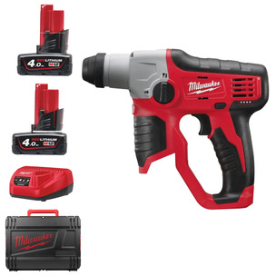 Milwaukee M12H-402C 12v Sub Compact SDS+ Hammer Drill Kit - 2 x 4.0ah Batteries