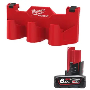 4932498646 Packout Side Mount M12 Battery Rack & M12B6 12V 6.0Ah RedLithium-Ion Battery