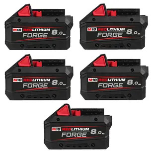 Milwaukee M18FB8 18v Forge 8ah Batteries - 5 Pack