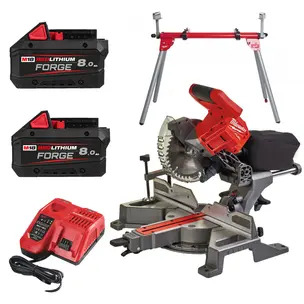 Milwaukee M18FMS190-0 18V Fuel 190mm Mitre Saw Kit - MSL1000 Stand, 2 x 8.0ah Forge Batteries & Charger