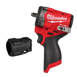 Milwaukee M12FCIWF38G3-0 12v Fuel 3/8" Compact Impact Wrench Naked & 4932499365 Rubber Sleeve