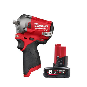 Milwaukee M12FIW38-0 12V Fuel 3/8" Impact Wrench (Body Only) & M12B6 6.0Ah Battery 