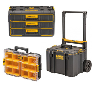 Dewalt DS450 Rolling Case, DWST08330 3 Drawer Organiser & DS100 Organiser Case Bundle