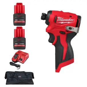 Milwaukee M12BLIDRC-0 12v Compact Brushless Impact Driver Kit - 2 x 2.5ah High Output Batteries, Charger & PTM Bag