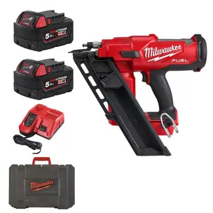 Milwaukee M18FFN-502C 18V 2x5.0Ah M18 First Fix FUEL Angled Framing Nailer Kit