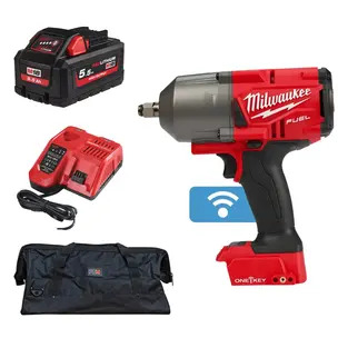 Milwaukee M18ONEFHIWF12-0 One-Key Fuel Brushless High-Torque 1/2" Impact Wrench with Friction Ring Kit - 5.5ah High Output Battery, Charger & PTM Bag