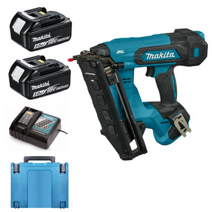 Makita DBN610ZJ 18v Brushless 16GA Angled Finishing Nailer Kit - 2 x 5.0ah Batteries & Charger
