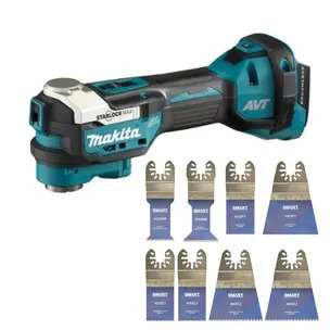 Makita DTM52Z 18V Brushless LXT Multi-Tool Naked & Smart H8MAK 8 Piece Assorted Blade Set