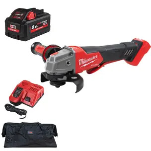 Milwaukee M18FSAGV115XPDB-0 18v Fuel 115mm Braking Angle Grinder Kit - 5.5ah High Output Battery, Charger & PTM Case