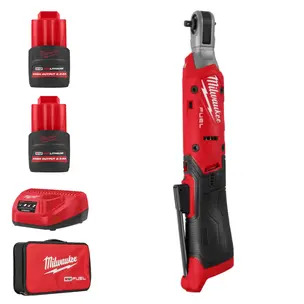 Milwaukee M12 FIR14G2-252B 12v Fuel 1/4" Ratchet Kit - 2 x 2.5ah Battery, Charger & Bag