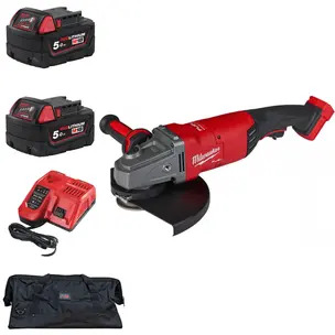 Milwaukee M18FLAG230XPDB-0 18V Fuel 9" Angle Grinder Kit - 2 x 5.0ah Batteries, Charger & PTM Bag