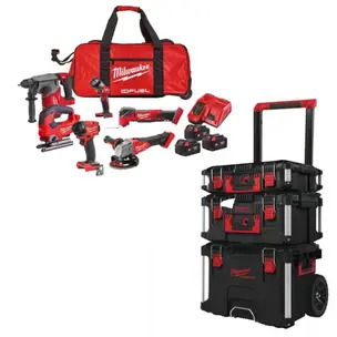 Milwaukee M18FPP6L3-503B 18v 6pc Fuel Power Pack & 4932464244 3pc Packout Set  