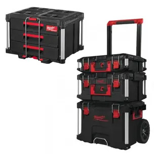 Milwaukee 4932464244 3 Piece PACKOUT Storage System Set & 4932472130 PACKOUT 3 Drawer Tool Box