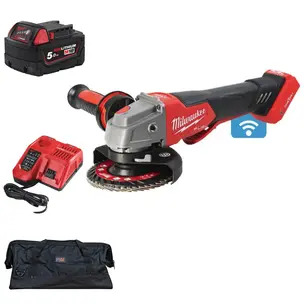 Milwaukee M18ONEFSAG115XPDB-0 18V FUEL ONE-KEY 115mm Angle Grinder Kit - 5.0ah Battery, Charger & PTM Bag