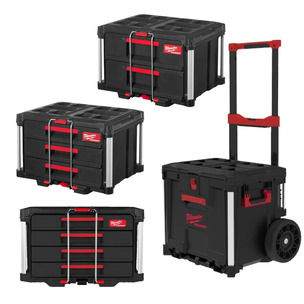 Milwaukee 4 Piece Packout Bundle - Rolling Drawer, 2 Drawer, 3 Drawer & 4 Drawer Tool Boxes