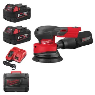 Milwaukee M18FROS125-502X 18v Fuel 125mm Random Orbital Sander Kit - 2 x 5.0ah Batteries