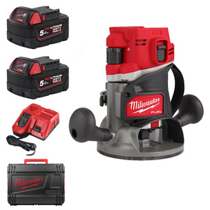 Milwaukee M18FR12-0X 18v Fuel 1/2" Router Kit - 2 x 5.0ah Batteries, Charger & Case