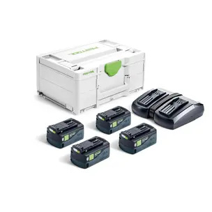 Festool 578682 SYS 18v Energy Set - 4 x 5.0ah High Power Batteries, Charger & Case