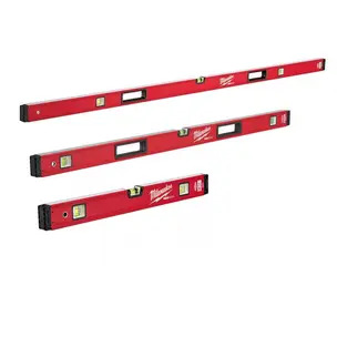 Milwaukee 3 Piece Redstick Backbone Box Levels - 60cm, 120cm & 180cm