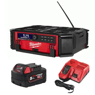 Milwaukee M18PRCDAB+ PACKOUT Radio/Charger DAB+ With 5.0ah Battery & Charger