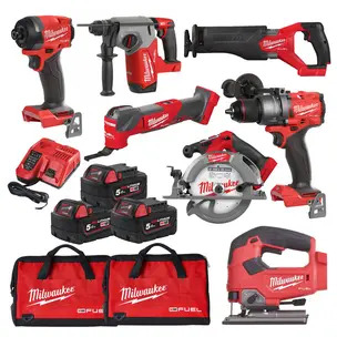 Milwaukee 7 Piece M18 Fuel Brushless Tool Kit- 3 x 5.0ah Batteries