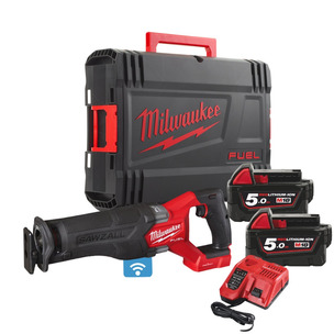 Milwaukee M18ONEFSZ-502X Fuel One-Key Sawzall Kit, 2 x 5.0Ah Batteries, Charger, Case 