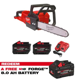 Milwaukee M18FCHS35-122 18V 35cm Fuel Chain Saw Kit - 2 x 12.0ah Forge Batteries & Charger (CLAIM FREE 8.0AH FORGE BATTERY VIA MILWAUKEE REDEMPTION)