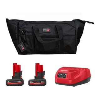 Milwaukee M12 5ah High Output Energy Pack In PTM Bag - 2 x M12HB5 5.0ah Batteries, Charger with PTM Bag
