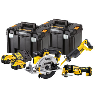 DeWalt DCK385P2T 18V XR 3 Piece Power Tool Kit With 2 x 5.0Ah Batteries, Charger & Tool Boxes