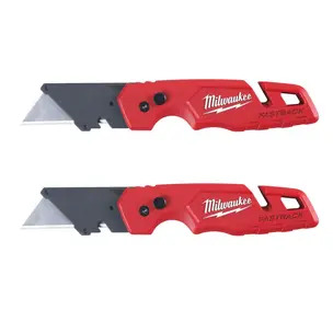 Milwaukee 4932471358 Fastback Utility Folding Knife With Blade Storage Twin Pack