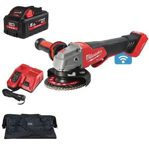 Milwaukee M18ONEFSAG115XPDB-0 18V FUEL ONE-KEY 115mm Angle Grinder Kit - 5.5ah High Output Battery, Charger & PTM Bag