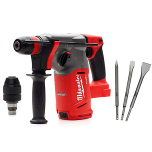 Milwaukee M18CHX-0 M18 18V Fuel SDS+ Hammer Drill (Body Only) & 4932430001 SDS-Plus Chisel Set 3pce