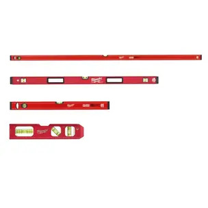 Milwaukee 3 Piece Slim Box Level Set -600mm, 1200mm & 1800mm & Billet Torpedo Level 170mm